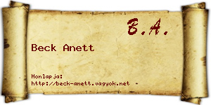 Beck Anett névjegykártya